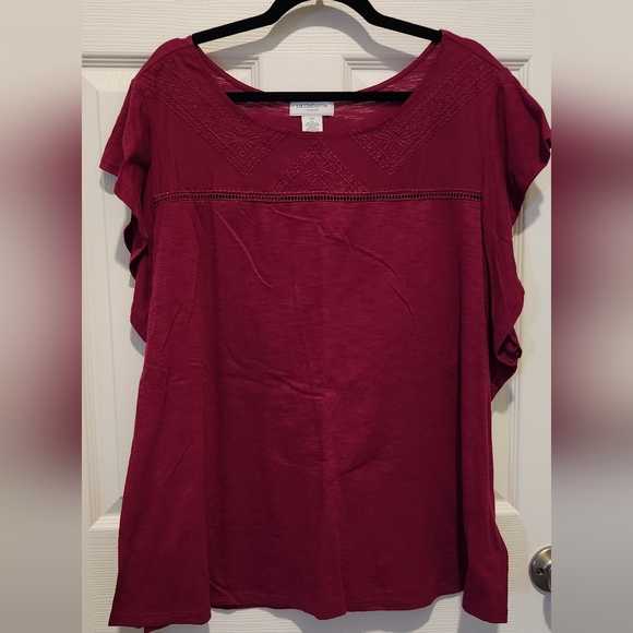 Liz Claiborne Tops - Liz Claiborne Burgundy Blouse with Lace Accents